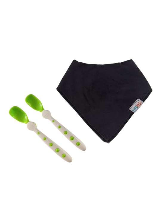 Combo Bavoir et Cuillères en silicone (3 mcx)