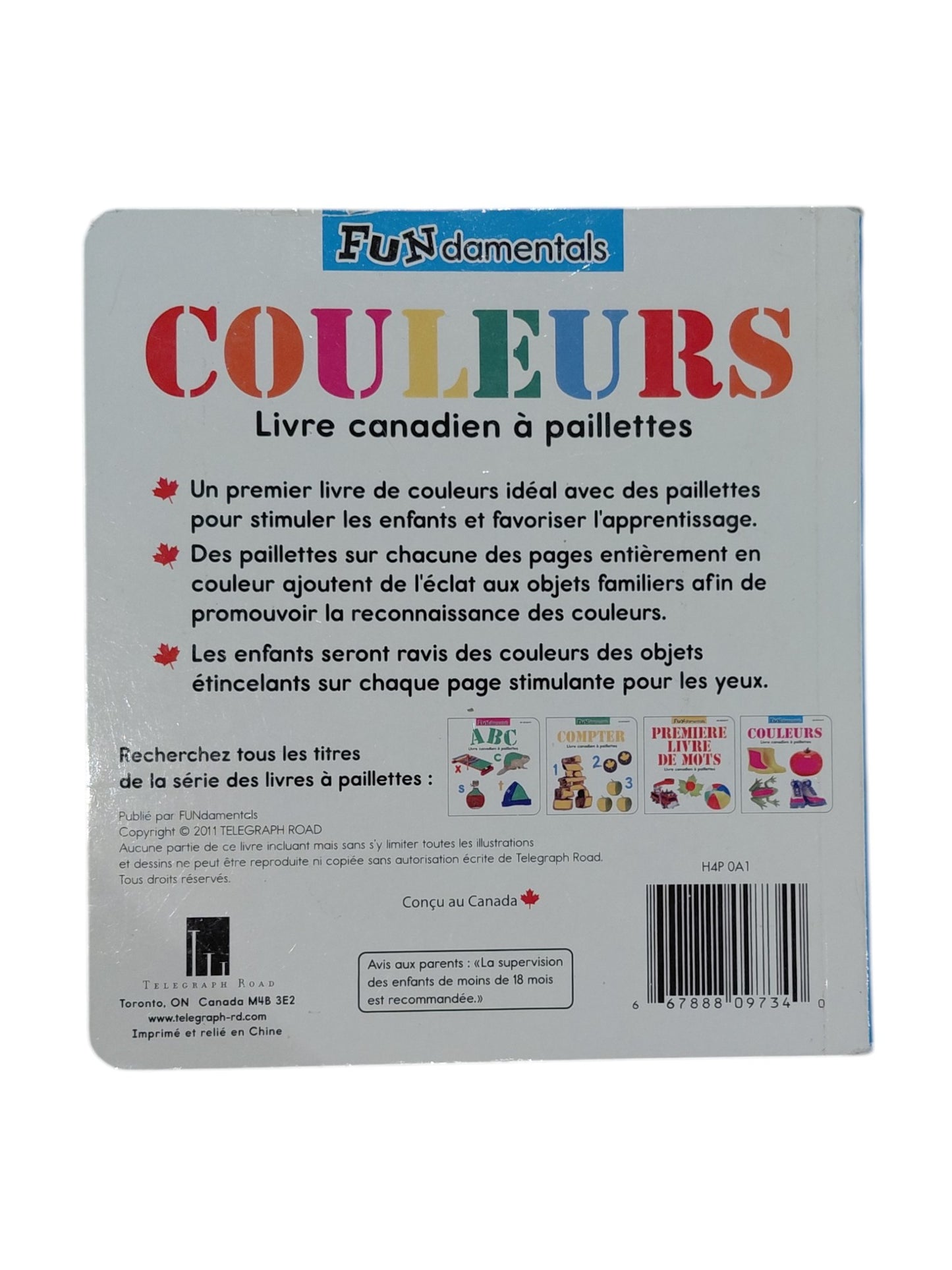 Livre canadien à paillette - Couleurs